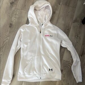 Under Armour Vail Colorado zip up white hoodie, size small.